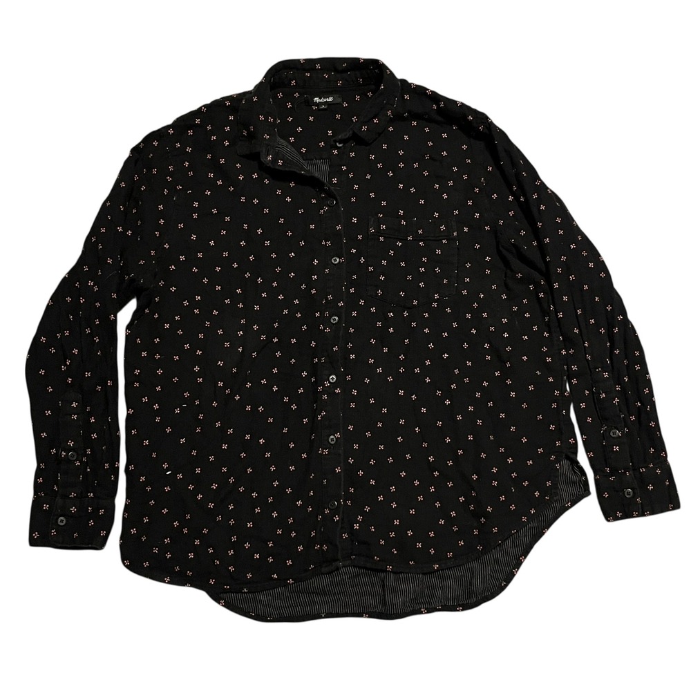 Madewell Cherry Print Button Down Shirt Black Large